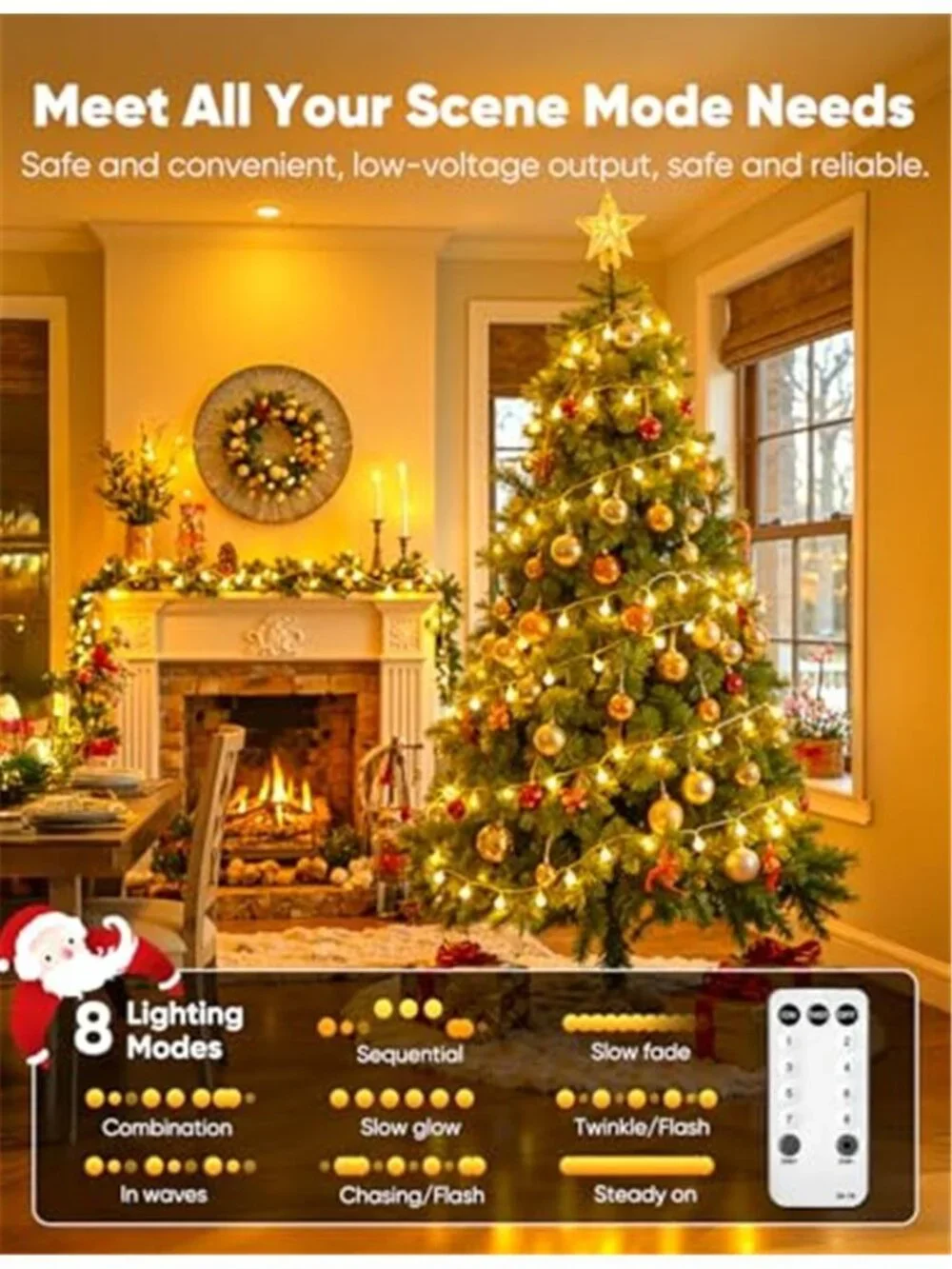 Globe String Lights, 33 Feet 100 Led Fairy Lights Plug in, 8 Modes with Remote